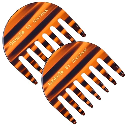 Giorgio G63 Tortoiseshell Wide Tooth Comb - 2 Pack Detangling Comb For Thick Hair, Handmade