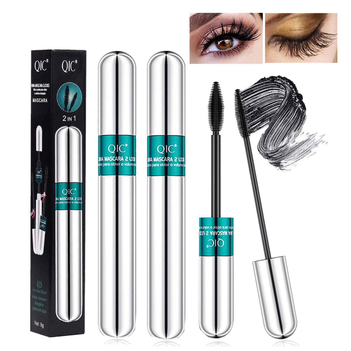 Yg Liankai 2 Pack Waterproof Mascara - 5X Longer Lash, Volume & Length, Black Makeup