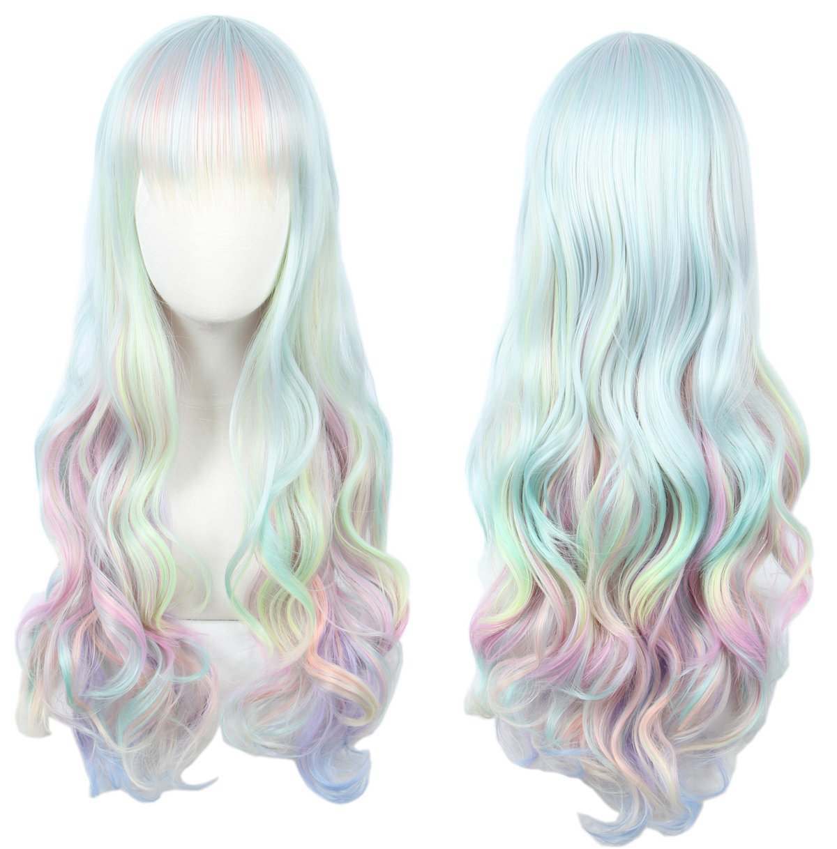 Linfairy Long Wave Ombre Wig For Women - Cosplay & Halloween Costume, Fiber Material