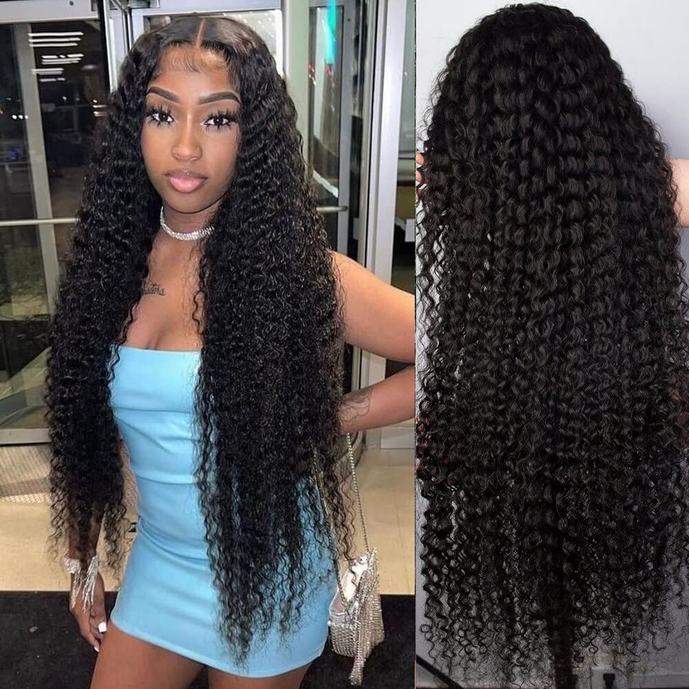 Aliglossy 22&quot; Deep Wave Lace Front Wig Human Hair 13X4 Curly Pre Plucked For Black Women