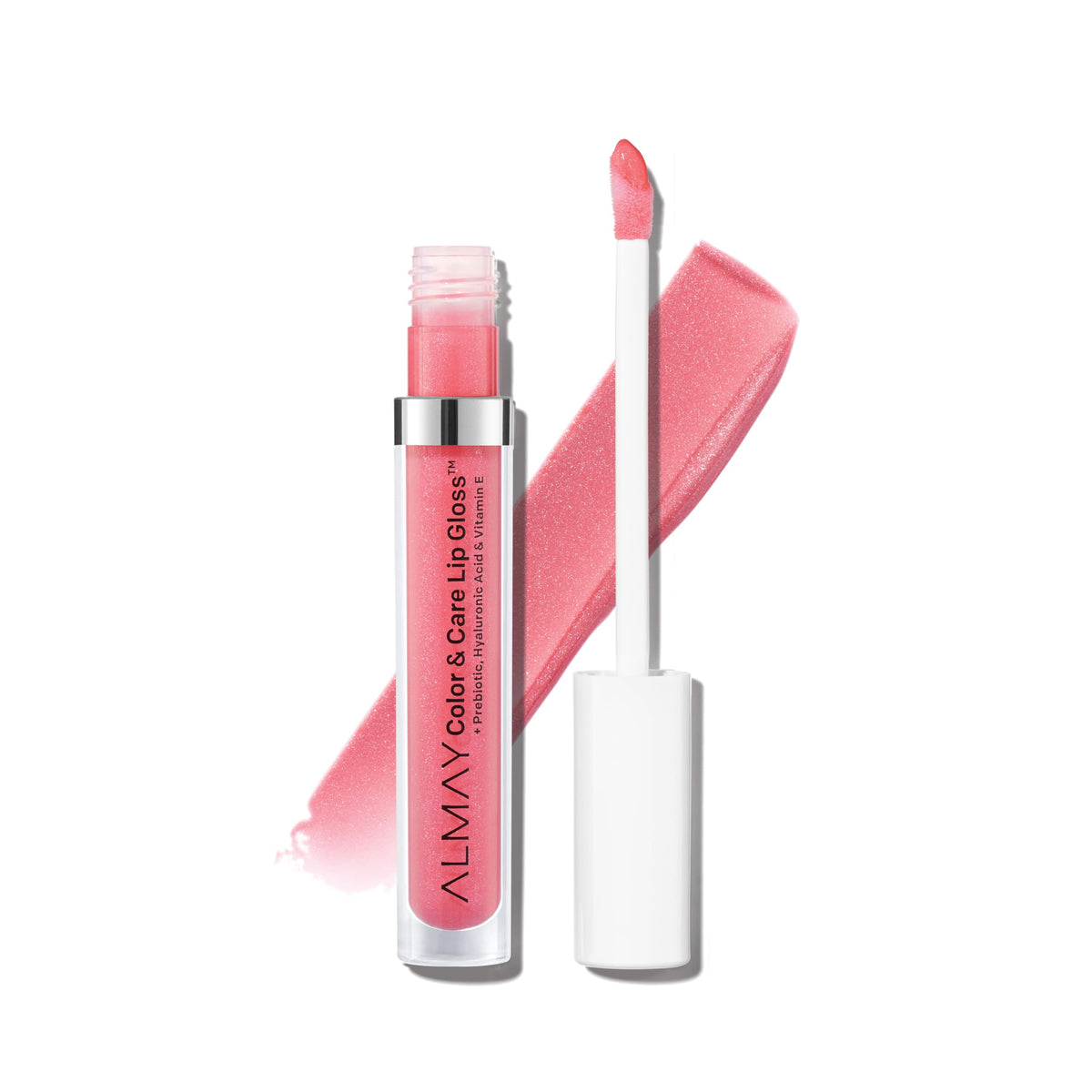 Almay Hydrating Lip Gloss, 100 Pink Twilight - Prebiotic & Hyaluronic Technology, 0.1 Fl Oz