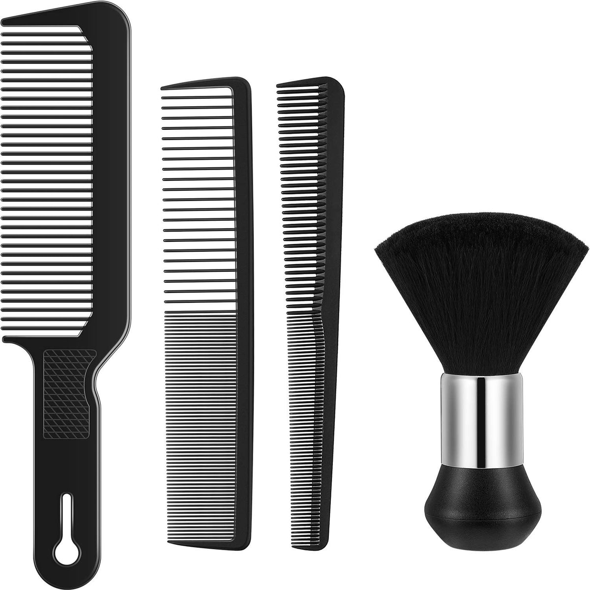 Shappy 4-Piece Hair Combs Set - Barber Comb, Neck Duster Brush, Tapered & Heat Resistant Comb