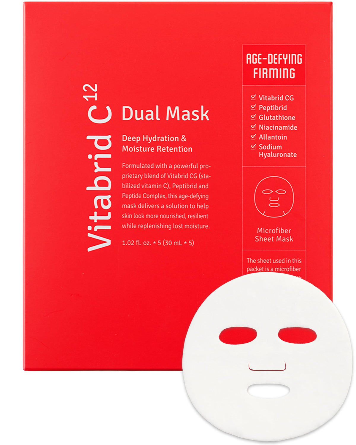 Vitabrid C12 Dual Mask - Anti Aging, Firming, Hydrating Korean Face Mask, 5 Sheets