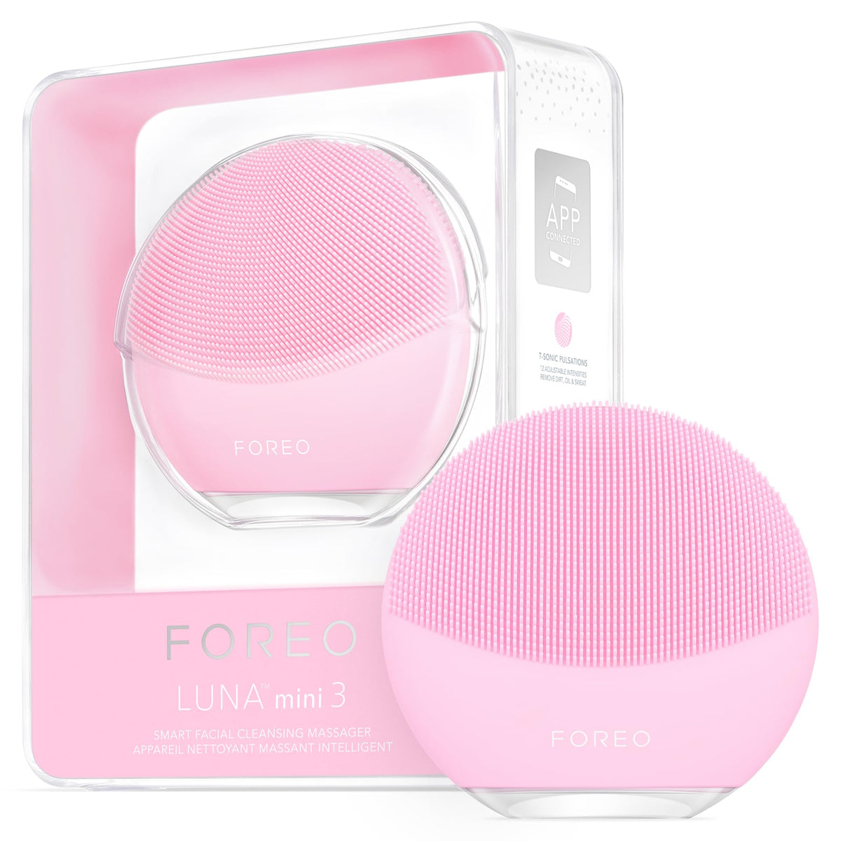 Foreo Luna Mini 3 Facial Cleansing Brush - Waterproof Silicone Face Massager - Pearl Pink