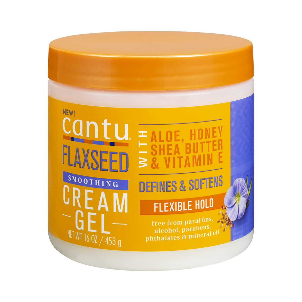 Cantu Flaxseed Styling Cream Gel With Aloe & Shea Butter, 16 Oz - Natural Hold & Shine