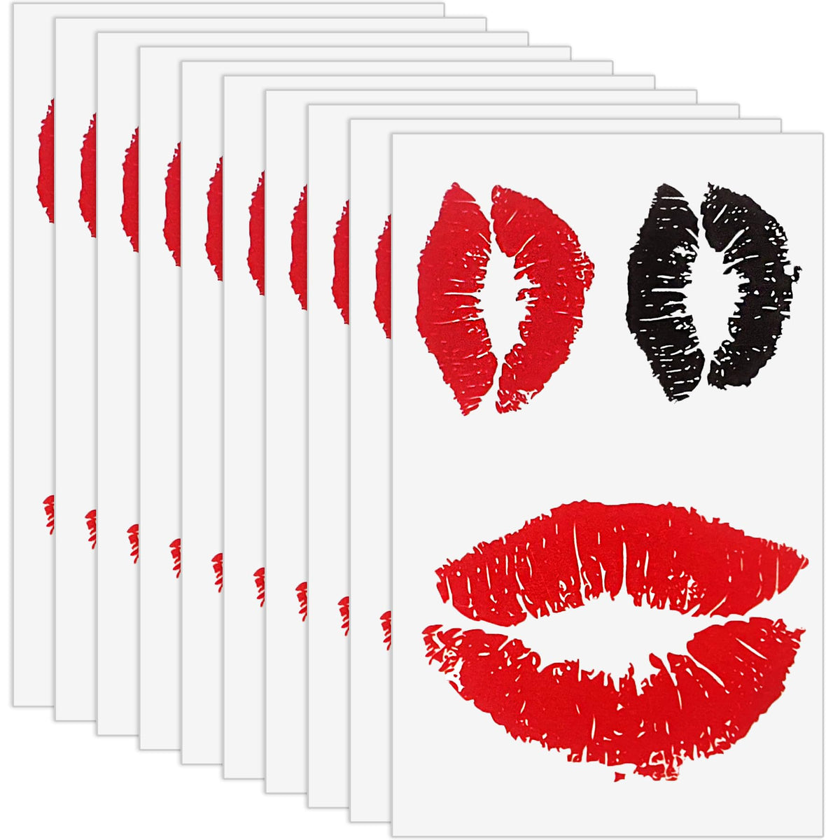 Zzxllro 20 Sheets Red Lips Temporary Tattoos, Waterproof Face Stickers For Women & Girls