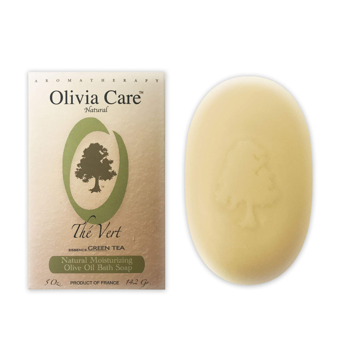 Olivia Care Organic Green Tea Bath & Body Bar Soap - 100% Natural For Sensitive Skin, 5 Oz