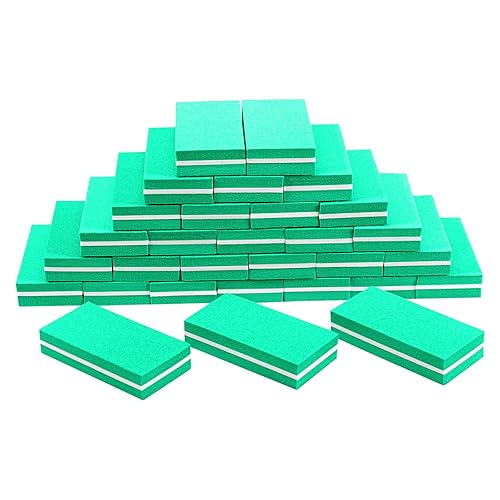 Diesisa 100/180 Grit Nail Buffer Block - Green, Mini Double-Sided Sponge for Acrylic Nails, 30 Count