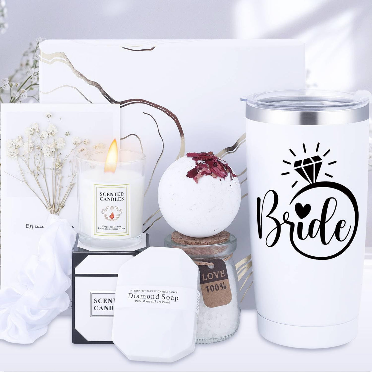 Oiceme Women'S Spa Gift Basket - Unique Bridal Shower & Wedding Day Present, Customized & Romantic