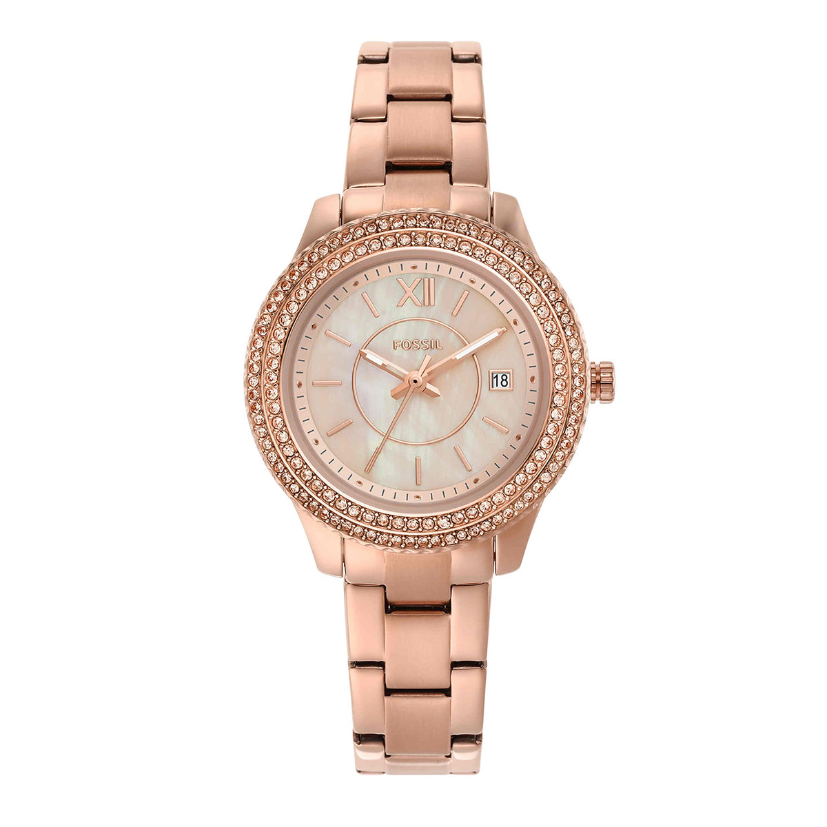 Fossil Women'S Stella Mini Rose Gold Quartz Three-Hand Watch, Model Es5136