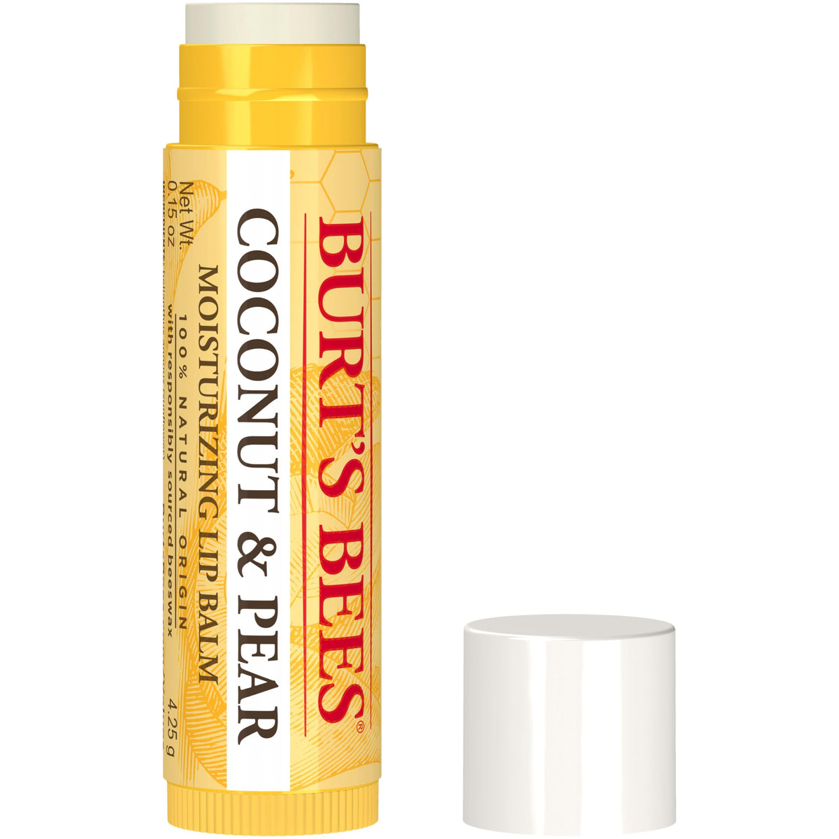 Burts Bees Coconut and Pear Lip Balm  Lip Moisturizer With Responsibly Sourced Beeswax  TintFree  Natural Conditioning Lip Tre