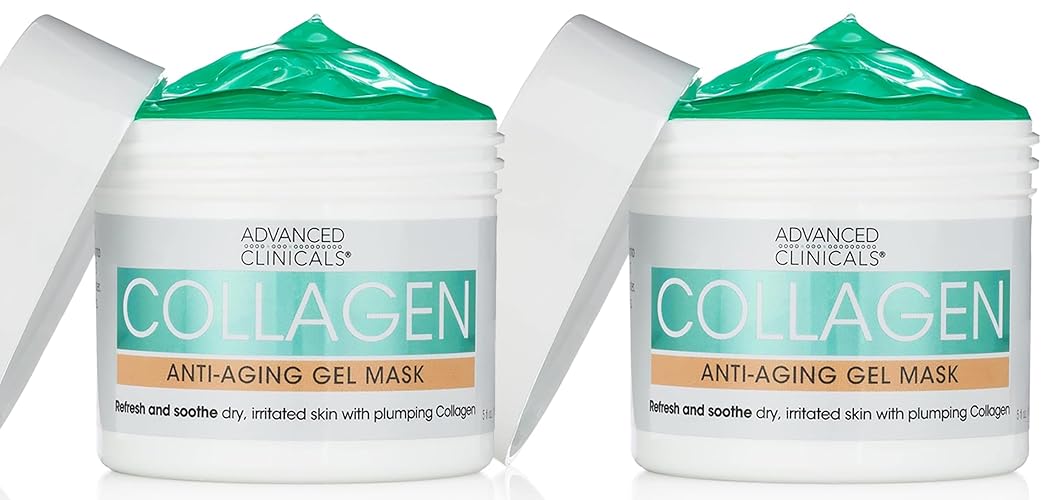 Advanced Clinicals Collagen Gel Face Mask - Anti-Aging Moisturizer With Coconut Oil & Rosewater, 5 Fl Oz (2