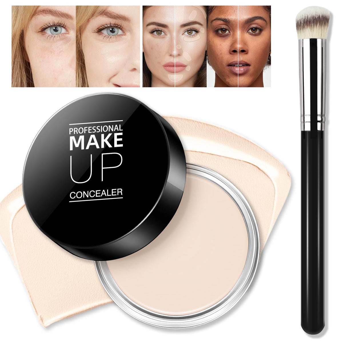 Lokfar Full Coverage Cream Concealer - Matte Waterproof Makeup For Dark Circles, 0.21 Oz (#01 Ivory White)