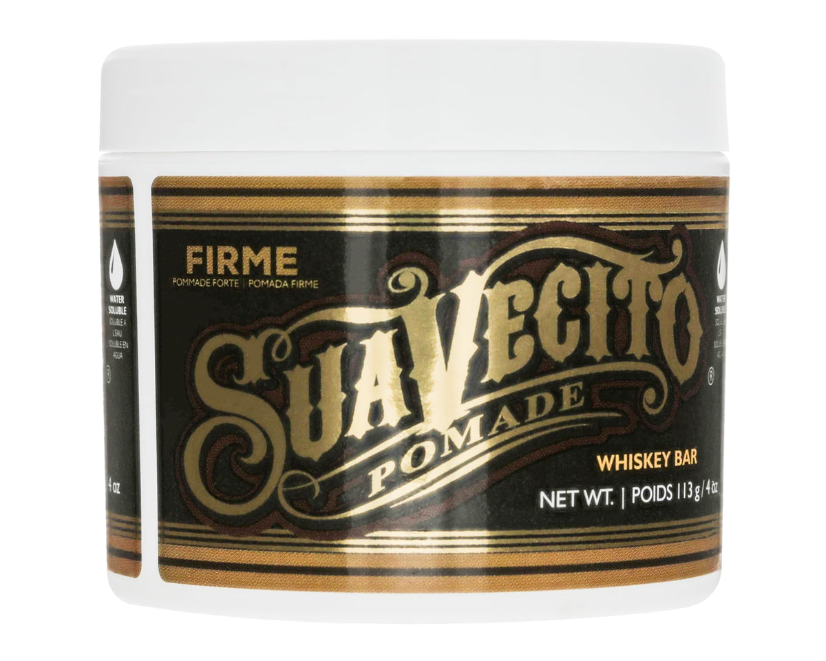 Suavecito Pomade Firme Hold Whiskey Bar Scent 4 Oz - Strong, Medium Shine, Easy Wash Out