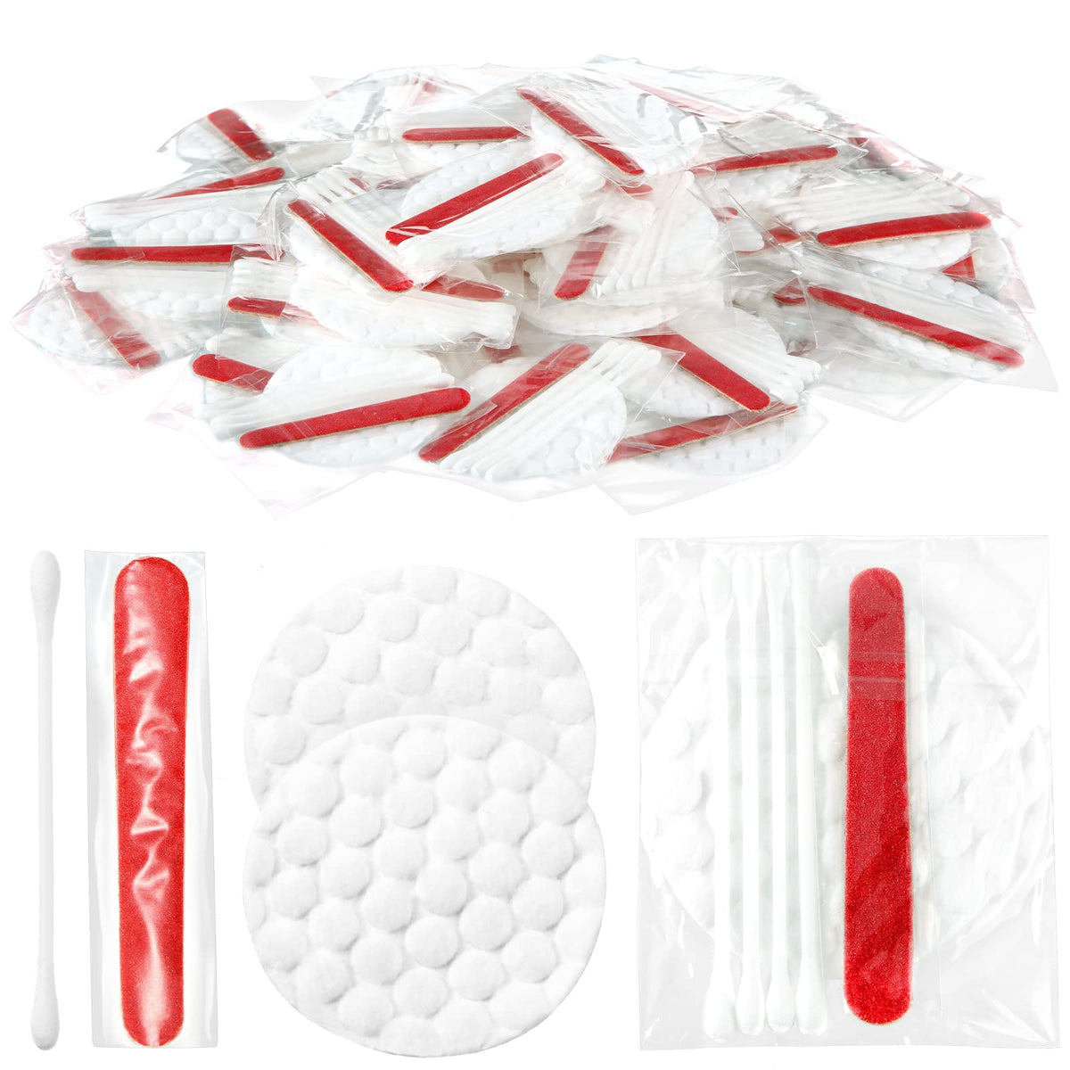 Tondiamo 100-Piece Hotel Vanity Kit - Disposable Travel Size Amenities With Cotton Pads & Swabs