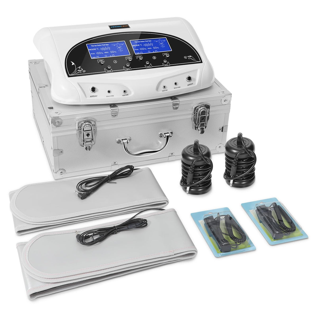 Veicomtech Ionic Foot Detox Machine - Professional Spa Cleanse With 2 Arrays & 10 Liners, Black