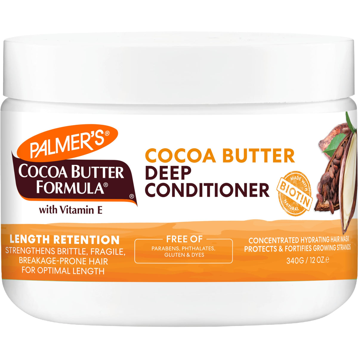 Palmer'S Cocoa Butter & Biotin Deep Conditioner For Curly Hair, 12 Oz - Strengthen & Nourish