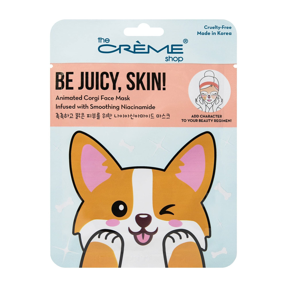 The Crème Shop Animal Sheet Mask - Hydrating Collagen & Vitamin C, Anti-Aging, Pack Of 3