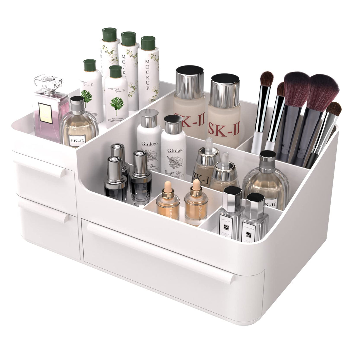 Chancetsui White Makeup Organizer With Drawers For Vanity, Bathroom, And Desk Accessories