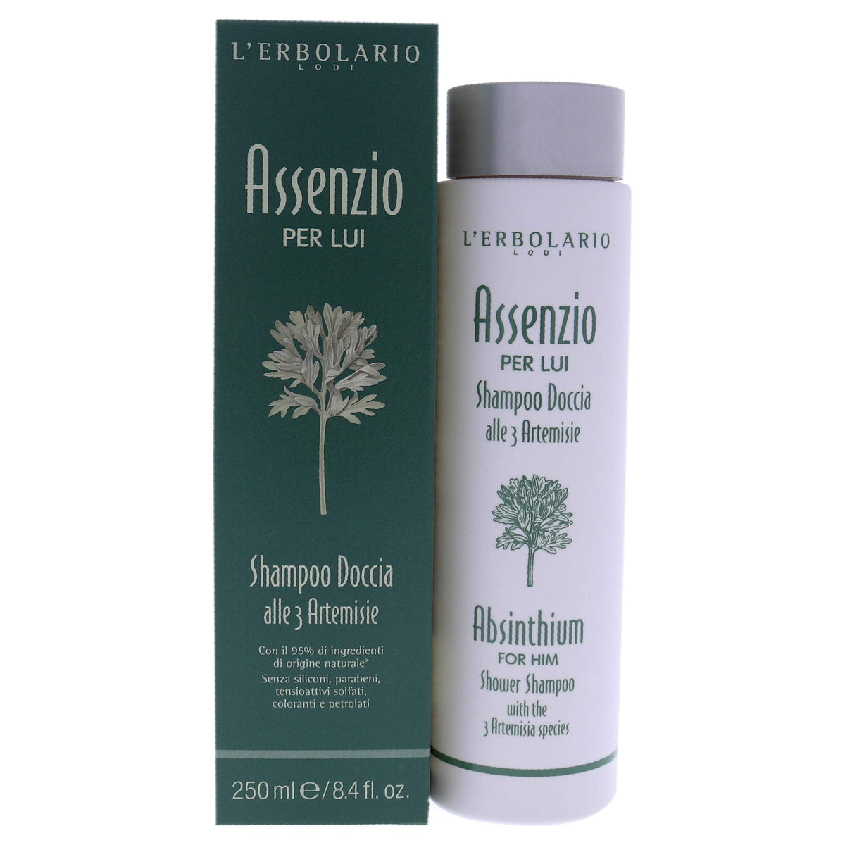 LErbolario Absinthium Shower Shampoo  For The Busy Modern Man  Leaves Hair Soft And Silky  Natural Origin Ingredients  No P