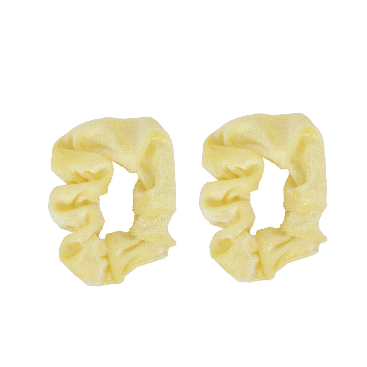 Motique Accessories Velvet Solid Scrunchies Set of 2 in Pale Yellow - Hair Accessories