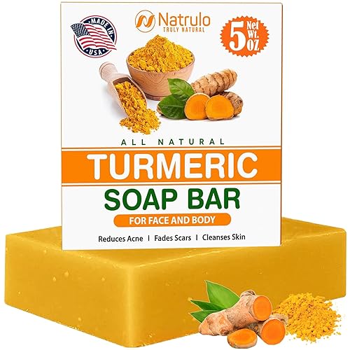 Natrulo Natural Turmeric Soap Bar - Brightening For Face & Body, Fades Scars, 5Oz