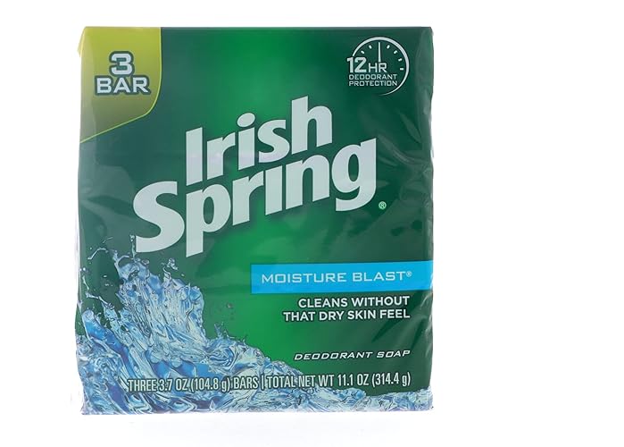 Irish Spring Deodorant Soap Moisture Blast - 3.75 Oz, 6 Bars (2 Pack) - Fresh Clean Scent