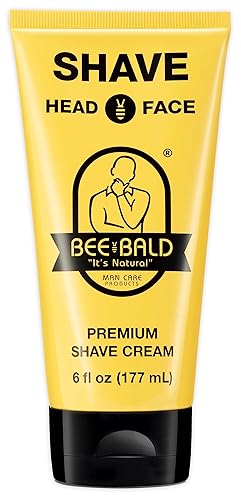 Bee Bald Shave Premium Shaving Cream - Smooth & Quick For Face & Head, 6 Oz