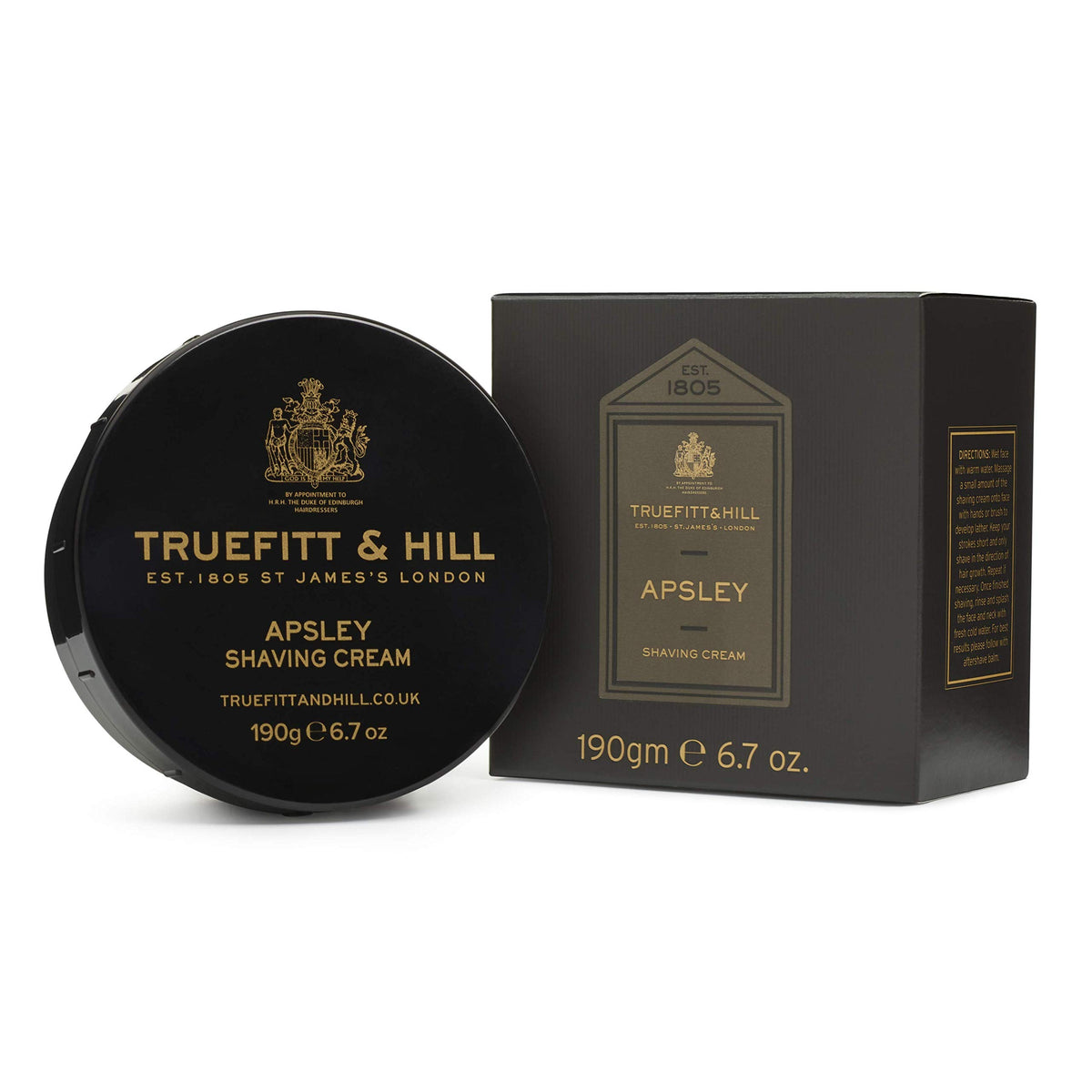 Truefitt & Hill Apsley Shaving Cream Bowl - Glycerin-Based, Luxurious Hydration - 6.7 Oz