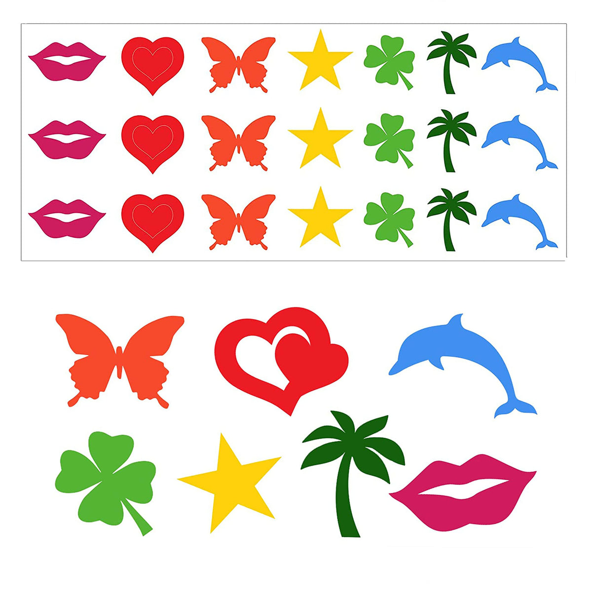 Sticker Universe Tanning Stickers - 525 Adhesive Body Stickers, 7 Designs, Multi-Color