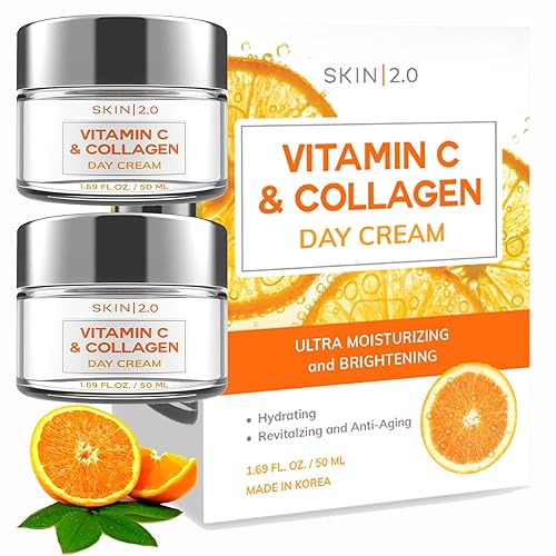 Skin 2.0 Vitamin C & Collagen Moisturizer - Anti-Aging, Brightening, Clean Beauty, 2-Pack