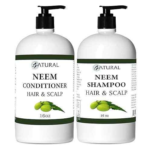 Zatural Neem Shampoo & Conditioner Set For Sensitive Scalp, Nourish & Repair - 16Oz Each