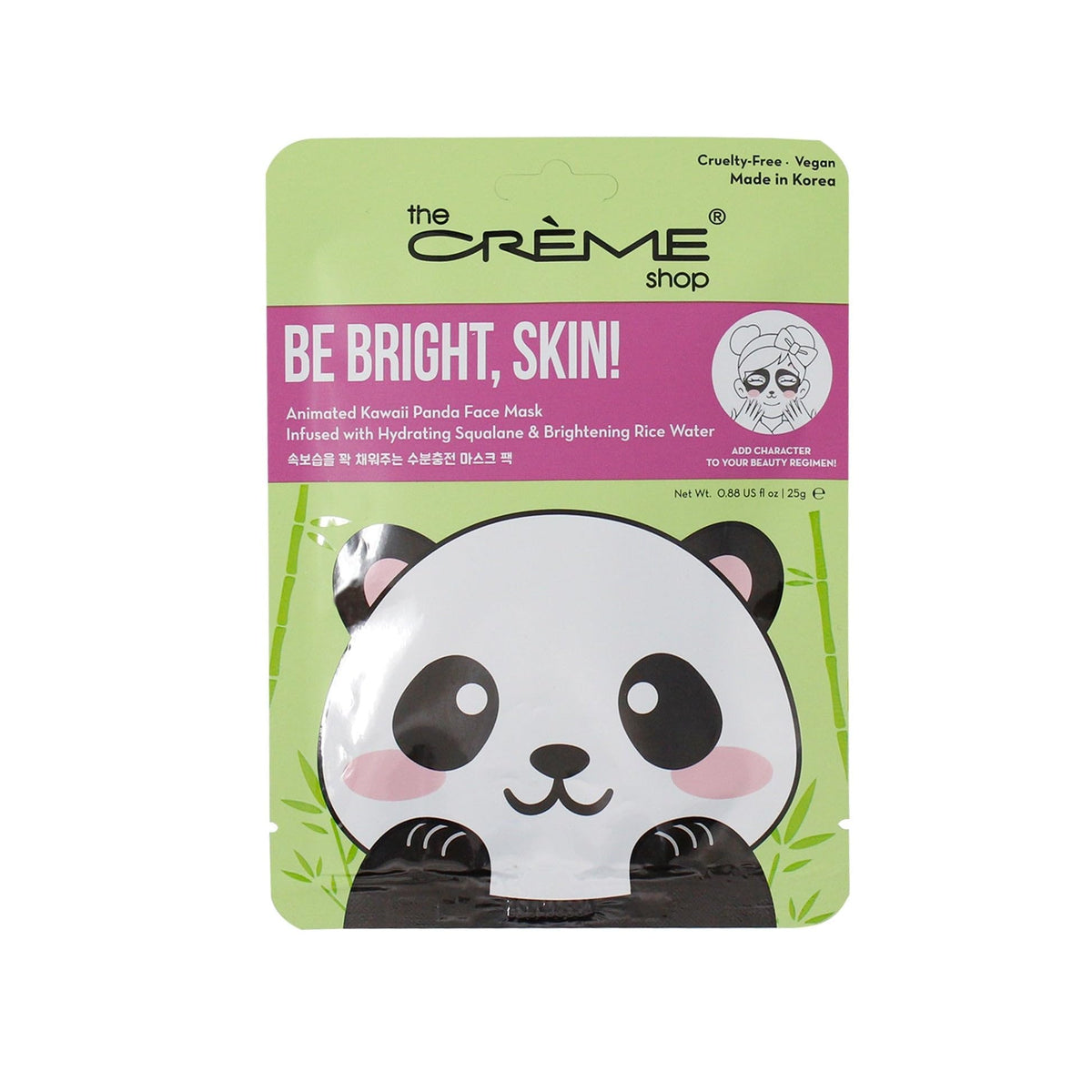 The Crème Shop Be Bright Panda Face Mask - Hydrating, Luminous, Squalane, 3 Pack