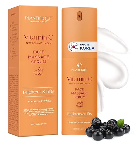 Plantifique Korean Vitamin C Face Serum - Hydrating Anti-Aging Collagen & Peptides, 1.01 Fl Oz