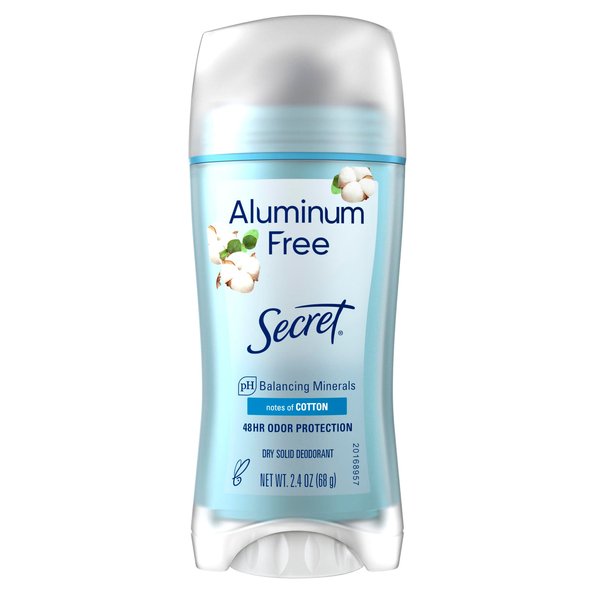 Secret Aluminum Free Deodorant For Women, 48Hr Odor Protection, Cotton Scent, 2.4 Oz