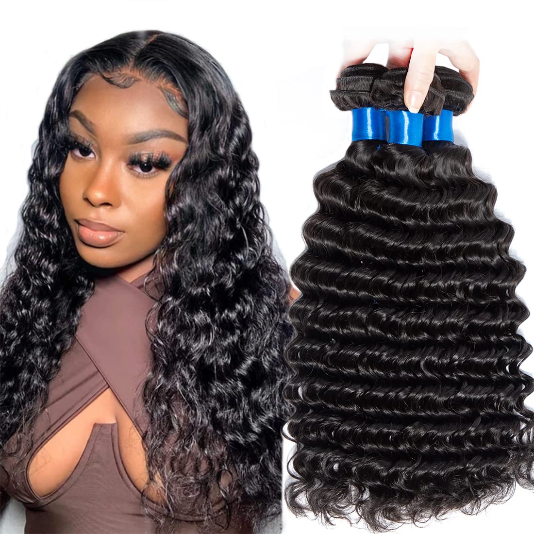 Cranberry 100% Real Human Hair Deep Wave Bundles 14 16 18 inch, 3pcs/lot, Can