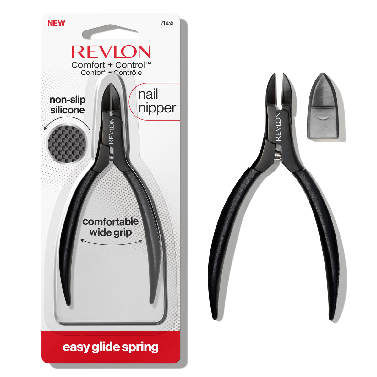 Revlon Comfort And Control Nail Nipper - Easy Trimmer For Smooth Nails, Black, 1 Count