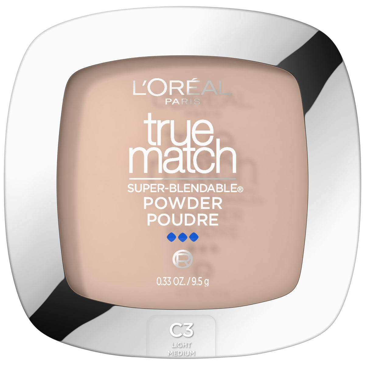 L'Oreal Paris True Match Super Blendable Oil-Free Foundation Powder, C3 Light Medium, 0.33 Oz