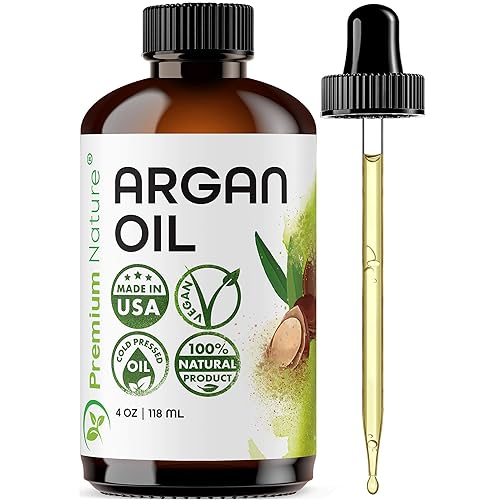 Premium Nature Argan Oil 100% Pure Cold Pressed Hair Serum - Stimulates Growth, 4 Fl Oz