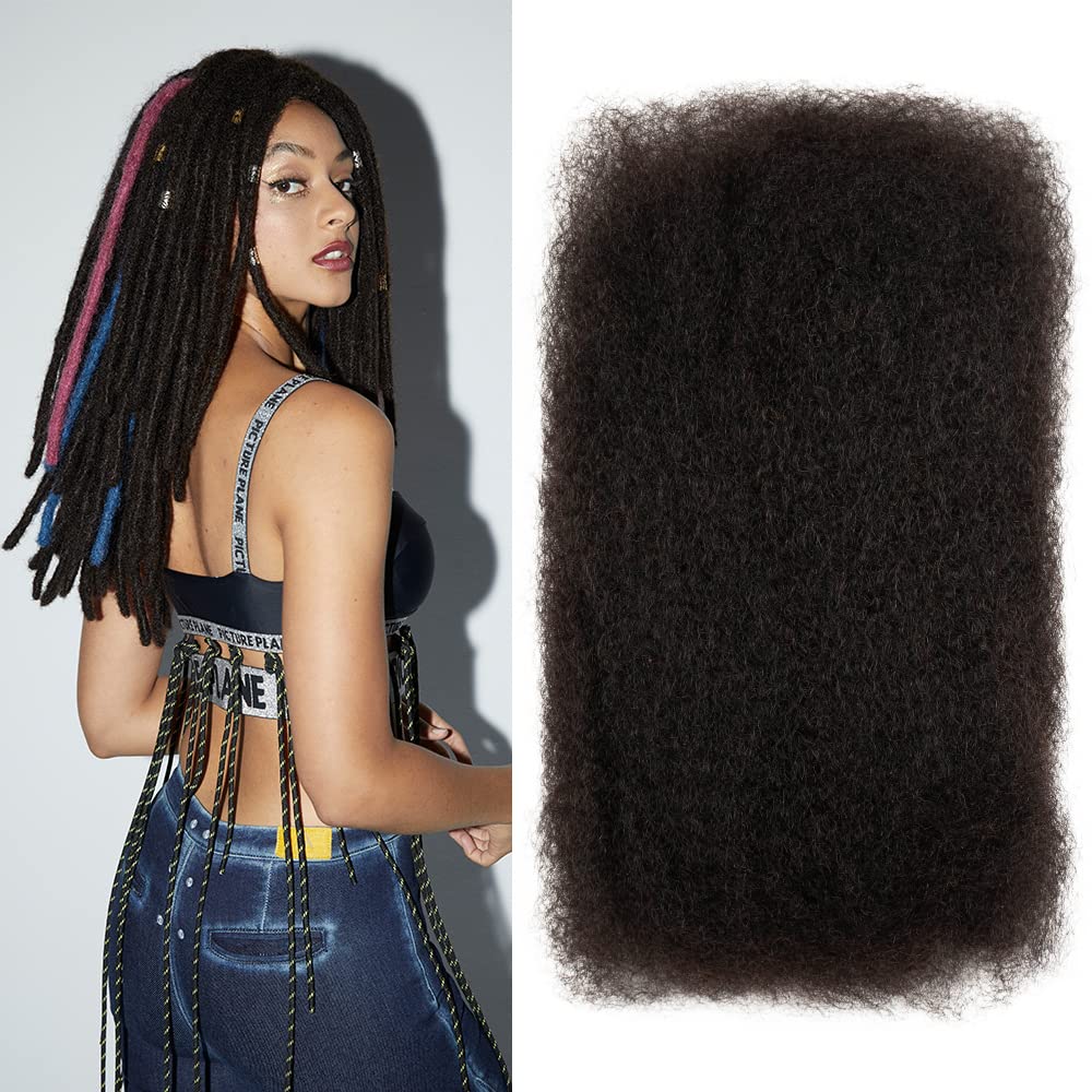 FASHION IDOL Afro Kinky Human Hair for Dreadlock Extensions, Natural Black, 50g, 1 Pack