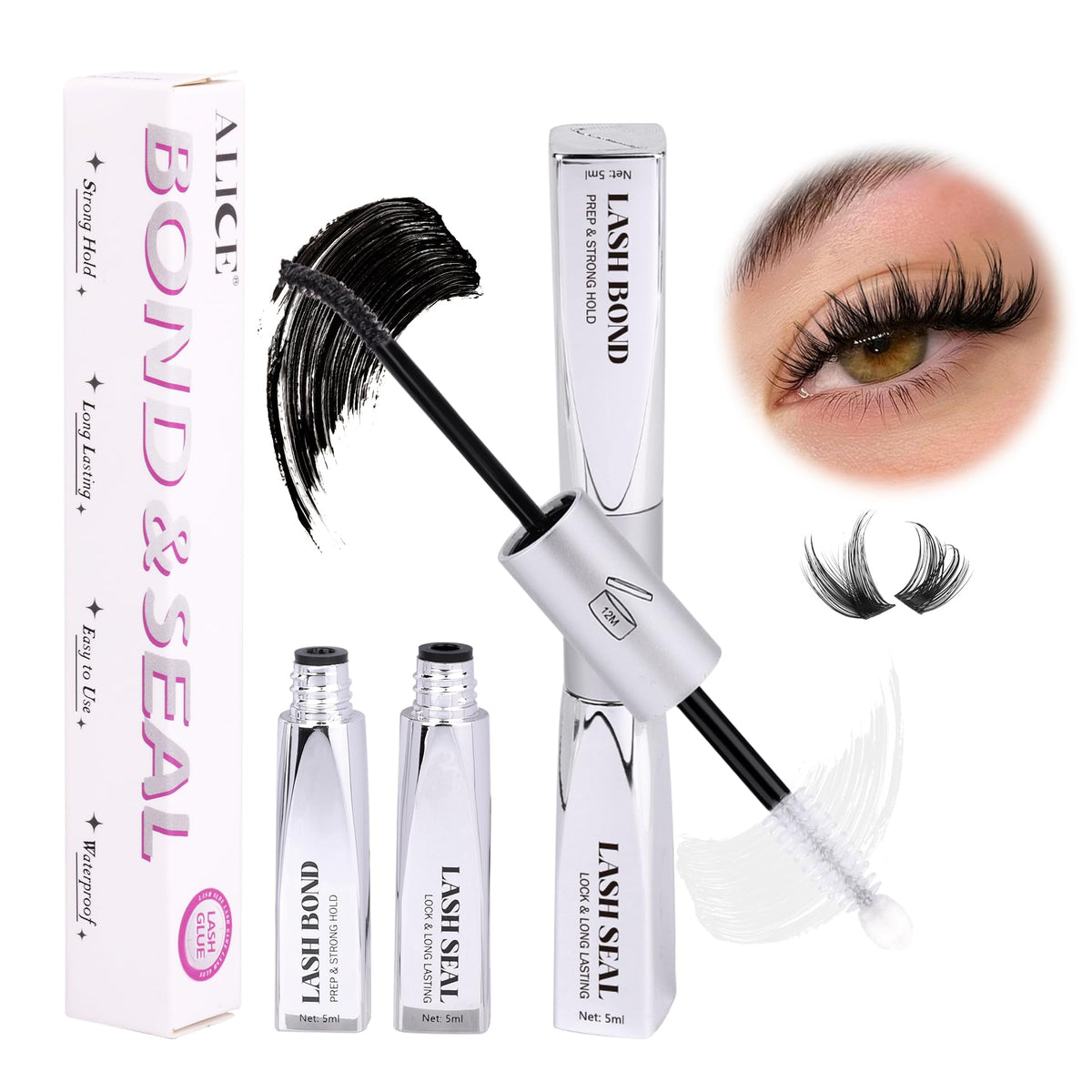 Alice Waterproof Eyelash Glue For Lash Extensions - Long Lasting 48-72 Hours Strong Hold