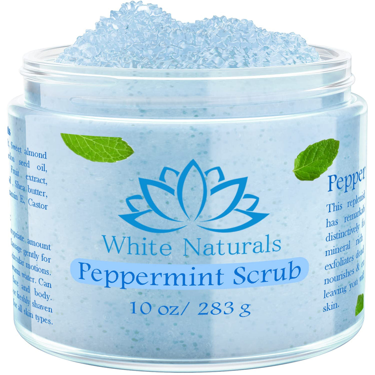 White Naturals Pure Peppermint Scrub - Moisturizing Exfoliant For Face & Body, Vegan, 10 Oz