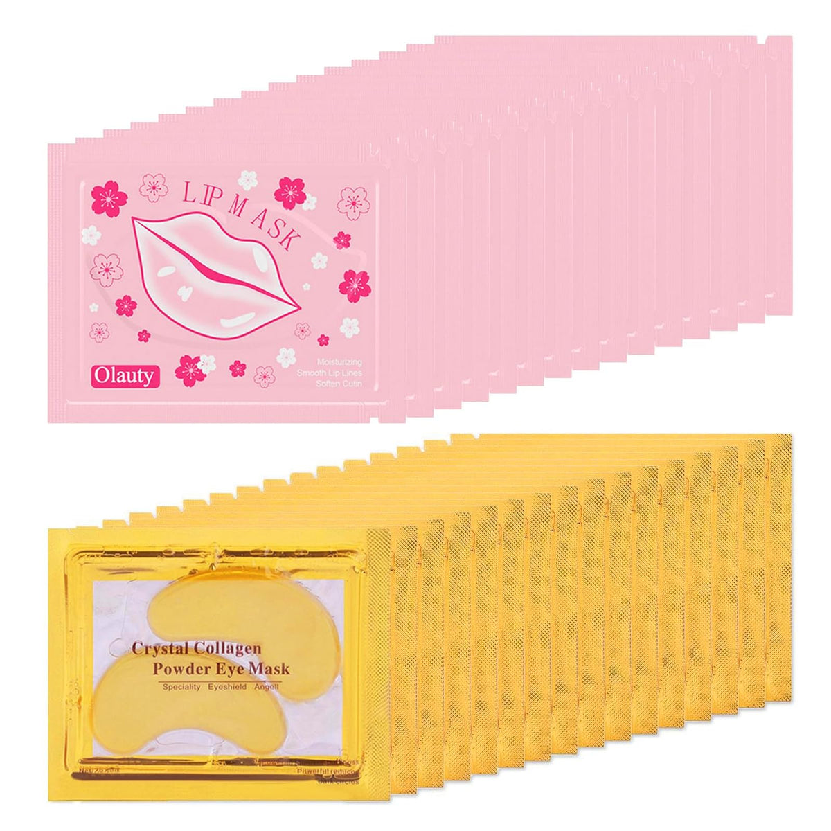 Minfei 30 Pairs Lip & Eye Masks, Collagen Gel Pads For Dry Lips & Nourishing Skin Care