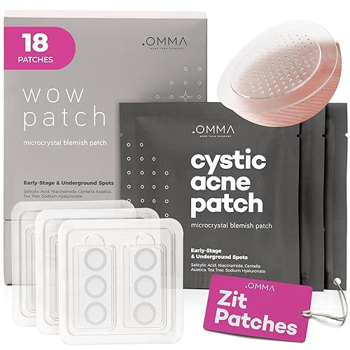 Omma Micropoint Acne Patch - Cystic Acne Treatment, Salicylic Acid, 18 Count Pimple Stickers