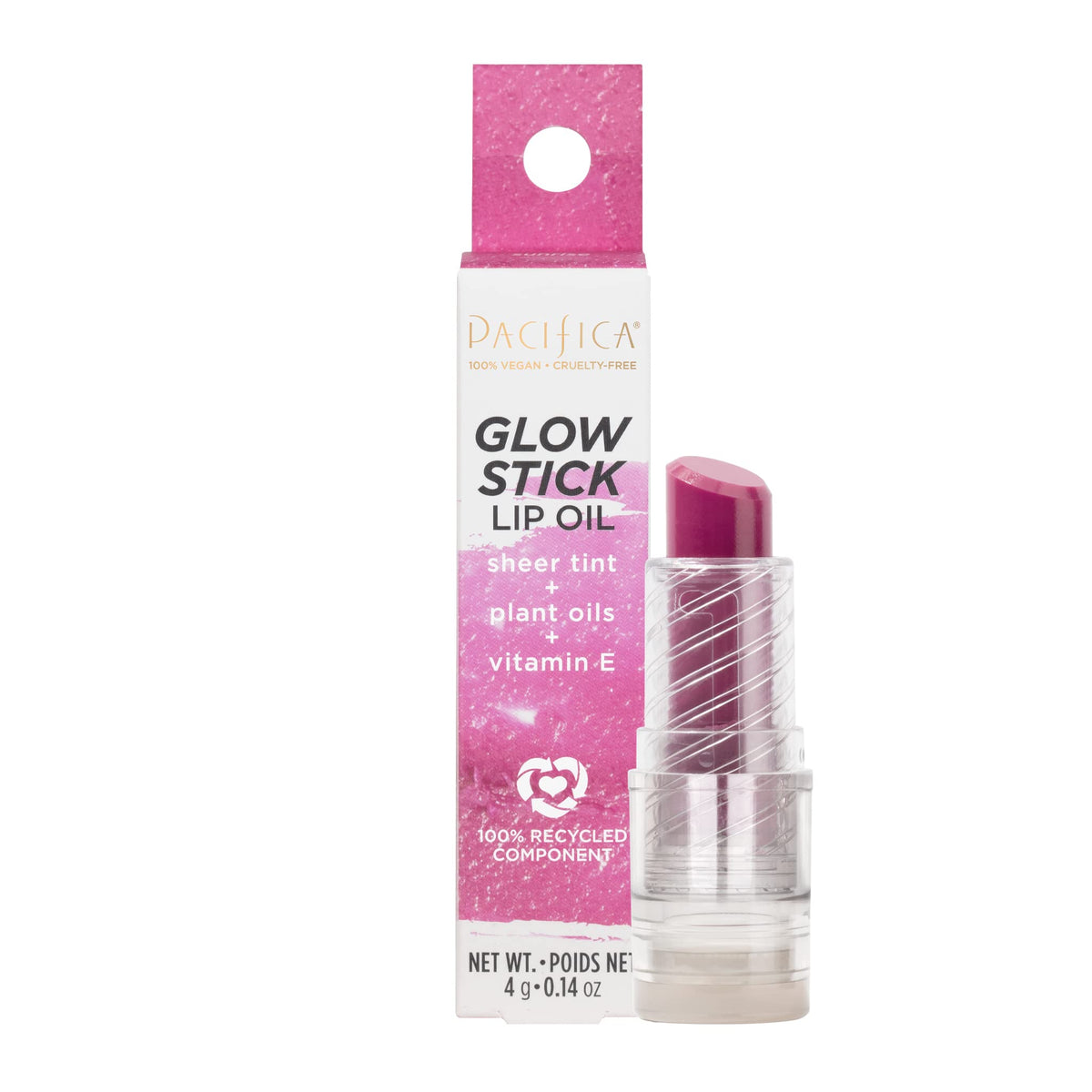 Pacifica Glow Stick Lip Tint Oil - Hydrating Vegan Balm With Vitamin E, 0.14 Oz (Sunrise)