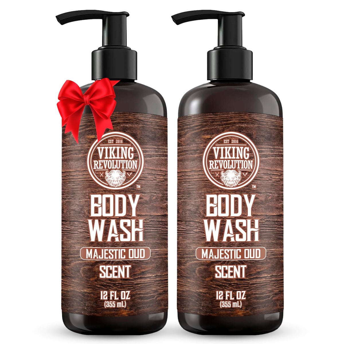 Viking Revolution Men'S Body Wash - Majestic Oud, Natural Shower Gel With Vitamin E (2 Pack)