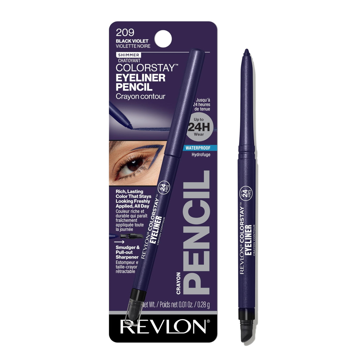 Revlon Colorstay Waterproof Eyeliner, Smudge-Proof, Built-In Sharpener, Black Violet, 0.01 Oz