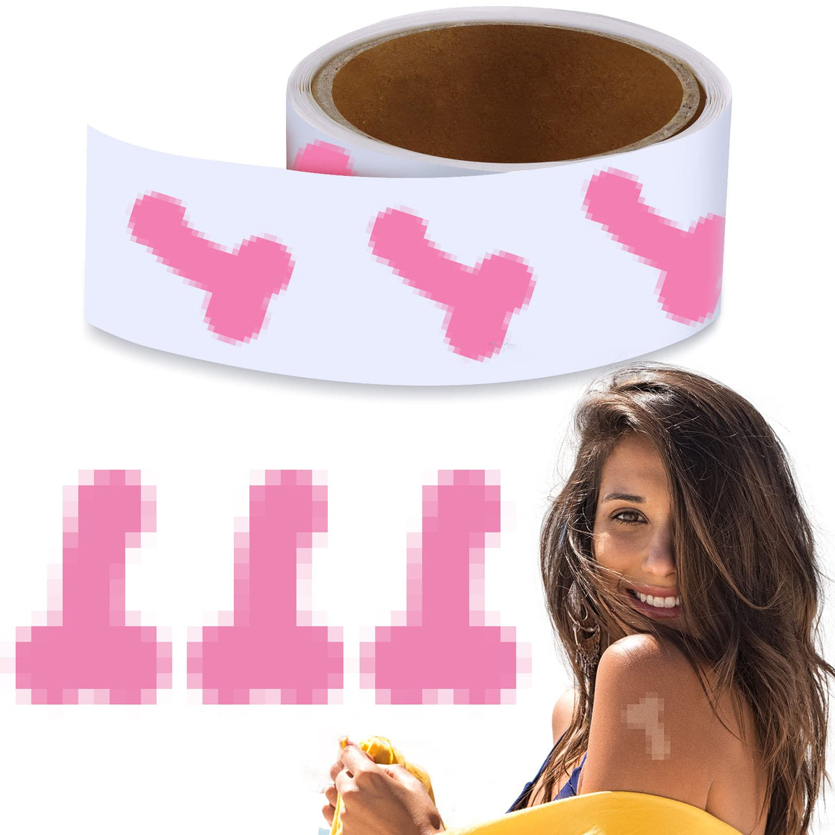 Loopeer 500 Pieces Pink Self-Adhesive Tanning Stickers For Sunbathing, 1.48 X 1 Inches