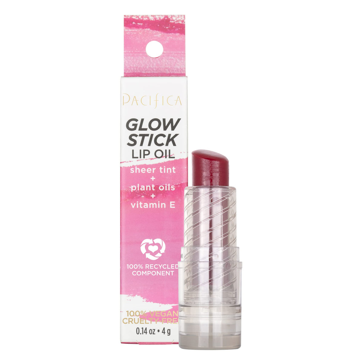 Pacifica Lipstick Oil - Hydrating Tinted Balm With Vitamin E, Vegan, 0.14 Oz, Crimson Crush