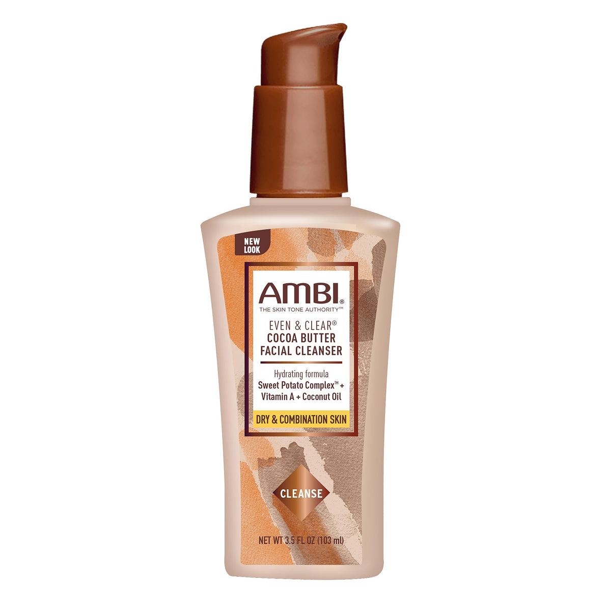 Ambi Even & Clear Cocoa Butter Facial Cleanser, Hydrating, Even Skin Tone, 3.5 Oz